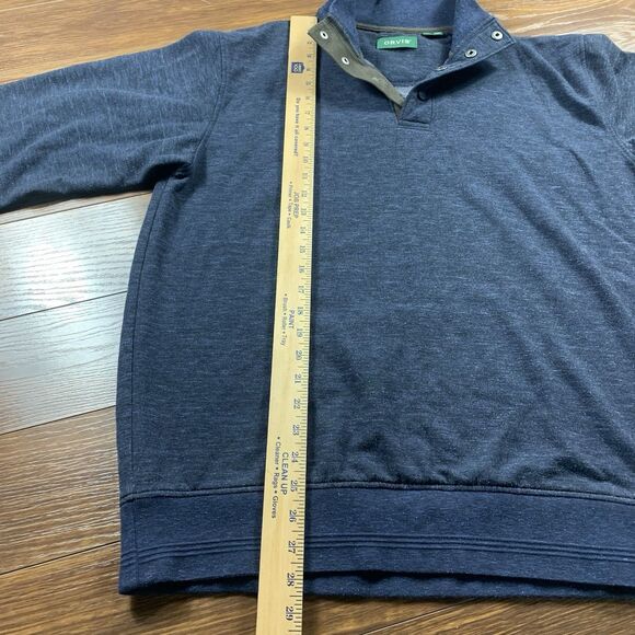 Orvis Pullover Sweater Mens L Quarter 3/4 button Cotton Blend Blue - Picture 4 of 6